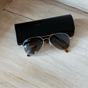 Randolph Amelia Aviator Sunglasses Satin Gold Frame Evergreen Polarized Lens’s